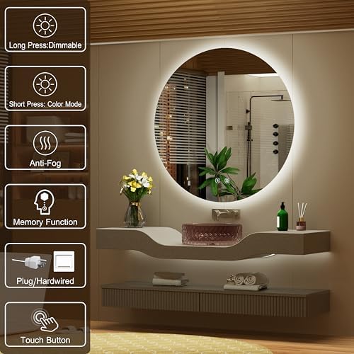 30"x30" Backlit Round LED Mirror - Image 5
