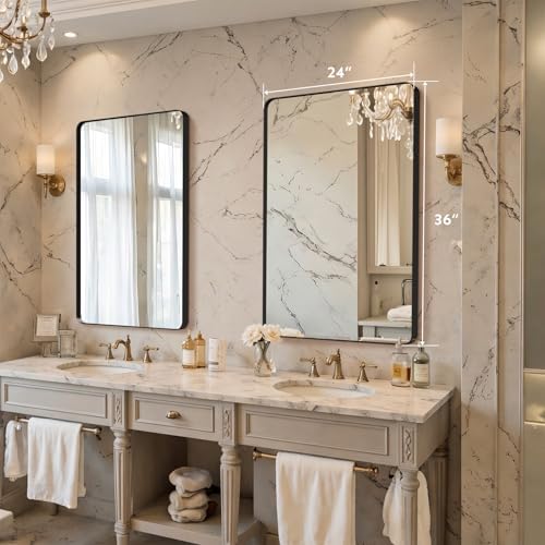 36"x24" Bathroom Vanity Mirror for Wall Aluminum Framed Farmhouse Rectangle - Image 2
