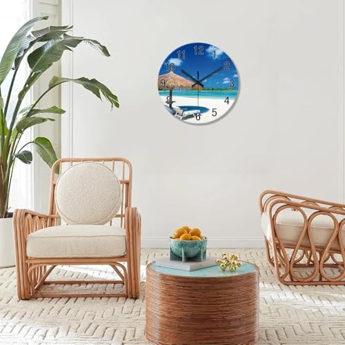 XFM Beach Wall Clock Battery Operated 16 Inch Blue Coastal - Image 5