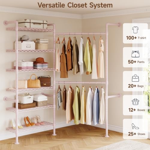 ONBRILL L2 Wall Mounted Closet System, Industrial Pipe Clothing Rack - Image 3