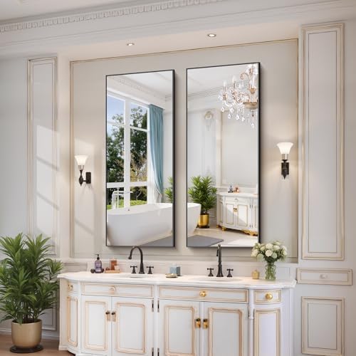 YIROMAN Bathroom Mirror 60"x24", Matte Black Bathroom Mirror - Image 2
