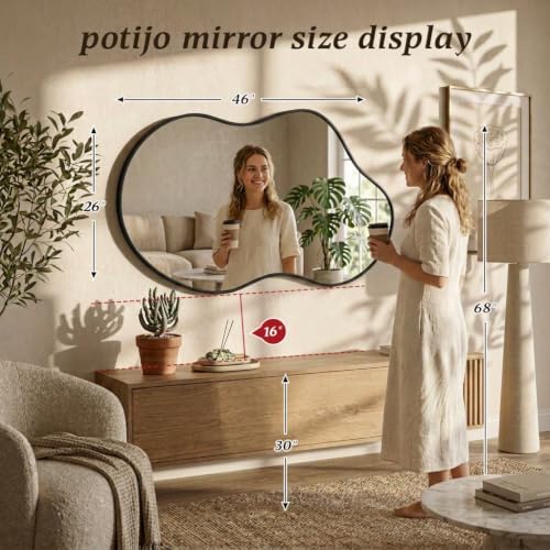 Irregular wall Mirror 26"x46" Black Asymmetrical Mirror - Image 3