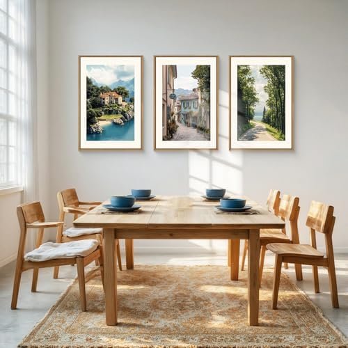 Large Vintage Italy City Coast Framed Canvas Wall Art, Modern French Country - Image 3