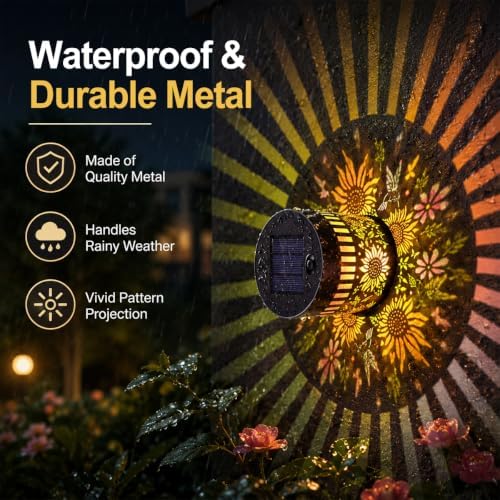 Solar Sunflower Projection Wall Light, Waterproof Fence Lamp-4Pcs - Image 2