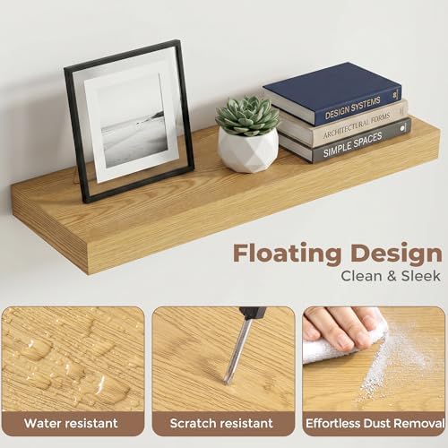 24 Inch Floating Shelves for Wall, Oak Finish - Image 4