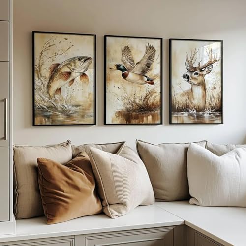 Hunting Nursery Wall Art Decor Wildlife Boys Room Pictures Fishing Poster - Image 3