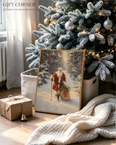 VIYYIEA Framed Winter Christmas Canvas Wall Art, Winter Santa Journey - Image 5