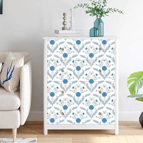 Vintage Floral Wallpaper Blue, Botanical Removable Peel and Stick Wallpaper - Image 3