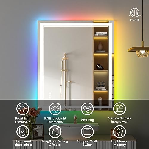 30x36 Inch RGB LED Bathroom Mirror - Image 2