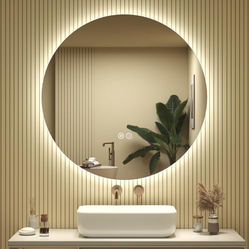SMIROR 28 inch Round Led Backlit Lighted Bathroom Mirror by SMIROR