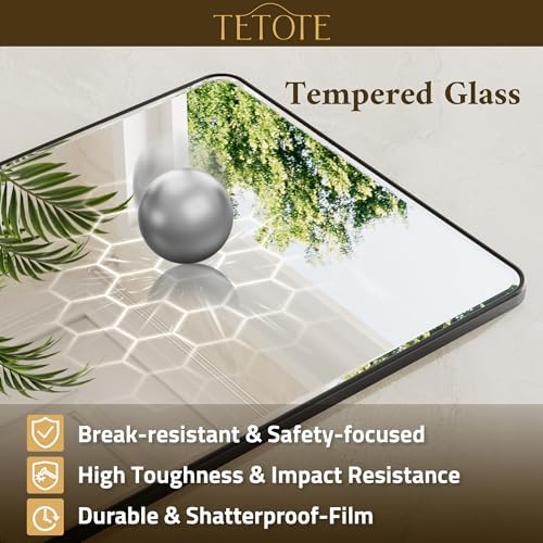 TETOTE Black Mirror 20 x 30 Beveled Edge Tempered Glass, Rounded Corner - Image 5