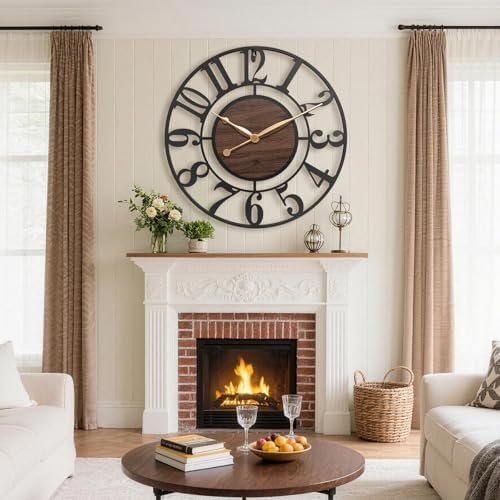 14 Inch Black Arabic Numeral Large Wall Clock - Image 3