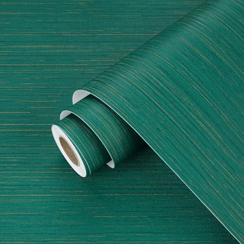 Wallericty Textured Teal Green Grasscloth Wallpaper by Wallercity