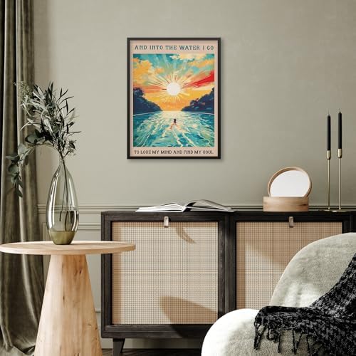 Sunrise Sunset landscape Posters Abstract Ocean Painting Wall Art 12X16 inch - Image 4