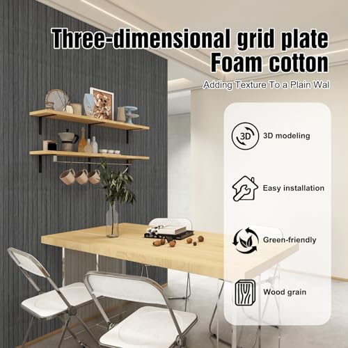 3D Wood Slat Wall Panels Peel and Stick Faux Wood Grain Thick Wallpaper - Image 4