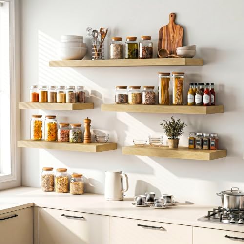 Heimlove Floating Shelves 55.1" W x 9.3" D Oak Set of 2 - Image 5
