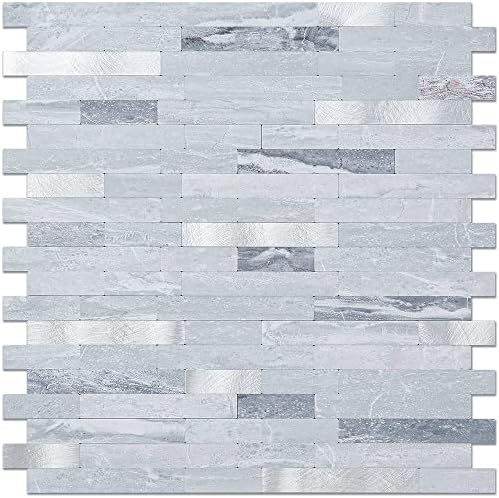 DICOFUN 10-Sheets Peel and Stick Backsplash Wall Tile, Faxu Stone PVC Mixed by DICOFUN