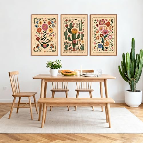 HLNIUC Vintage Flower Wall Art Canvas, Desert Plant Wall Art, Flower Butterfly - Image 5