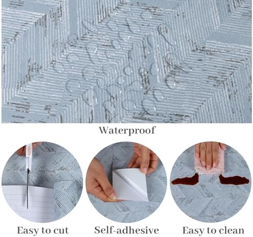 VaryPaper 15.7''x78.7'' Light Blue Grasscloth Peel and Stick Wallpaper - Image 6