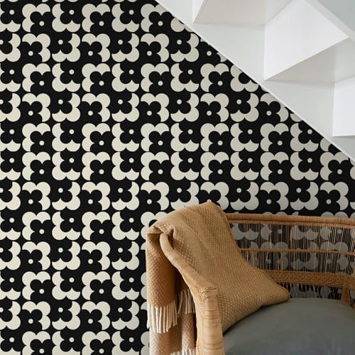 Ismoon Geometric Peel and Stick Wallpaper Boho Black and Beige Contact Paper - Image 5