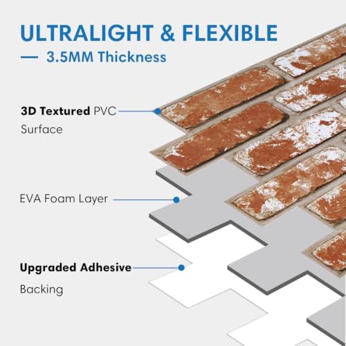 COMSTICKC 3D Faux Brick Peel and Stick Wall Stickers - Image 5