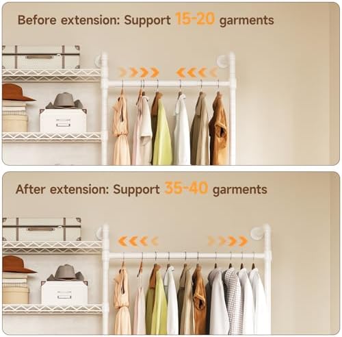 H6 Wall Mounted Closet System, Industrial Pipe Clothes Rack Clothing Racks - Image 5