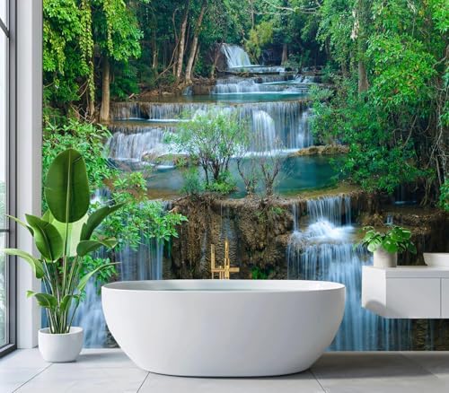 Stunning Tropical Forest Waterfall Landscape Wallpaper Peel Stick - Image 4