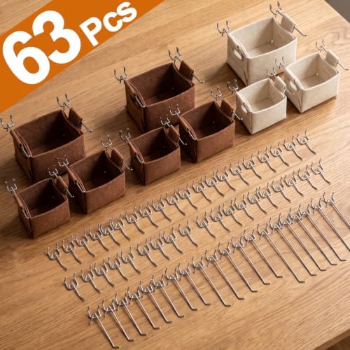 Peg Board, 4 Pack Metal Pegboard Panels and 63 Pcs Hooks and Baskets, Garage - Image 4