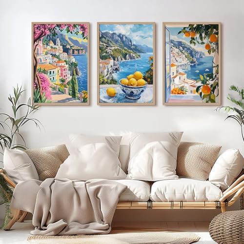 Pouydmi Italy Amalfi Coast Wall Art Posters Italian Travel City Canvas Wall - Image 3