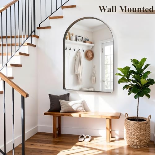 40"x30" Black Arched Mirror, Arched Wall Mirror - Image 6