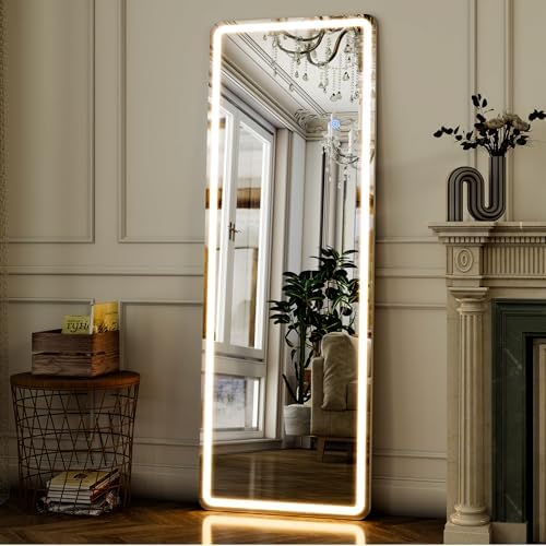 GLSLAND 56" x 20" Full Length Mirror, LED Lighted Floor Standing Mirror - Image 3