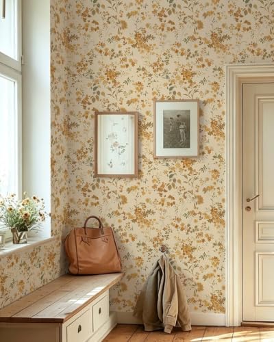 Dimoon Boho Peel and Stick Wallpaper Brown Floral Contact Paper 17.3x197in - Image 3