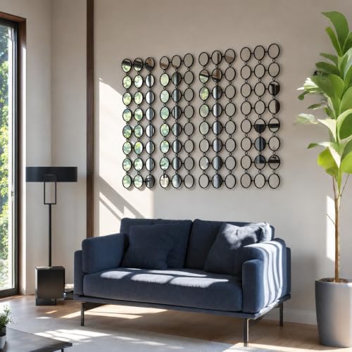 Black Multi Mirror Wall Decor, 24 Mini Mirrors, 40.5 x 14.5 in - Image 2