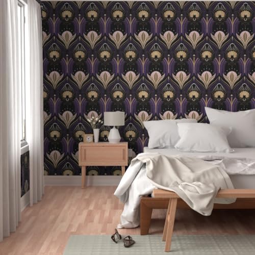 Spoonflower Art Deco Bats Peel and Stick Wallpaper - Image 5
