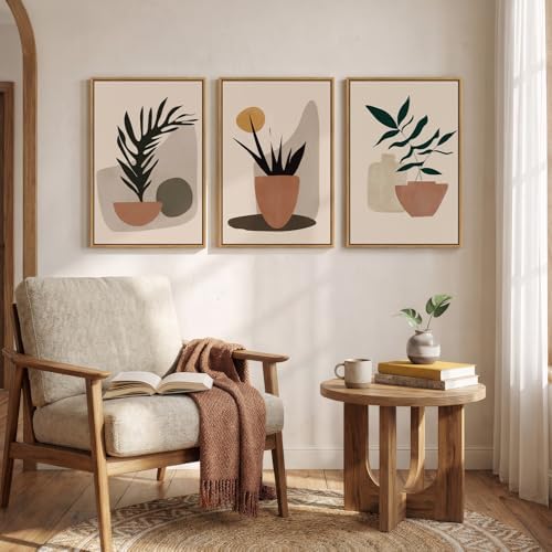 Framed Boho Neutral Orange Botanical Wall Art - Image 6