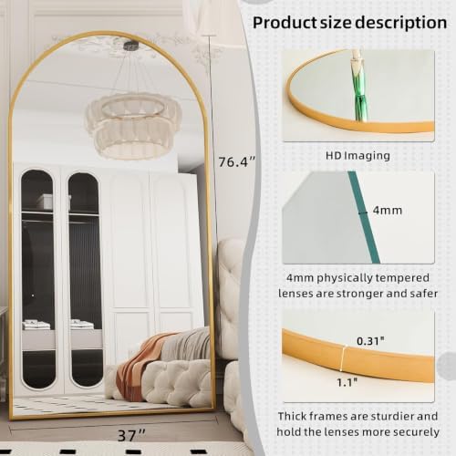 LFT HUIMEI2Y 76.4"x37" Arch Full Length Mirror - Image 2