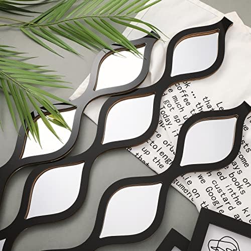 Yulejo 3 Pcs Teardrop Mirror Wall Decor, Narrow Acrylic Black Edge - Image 3