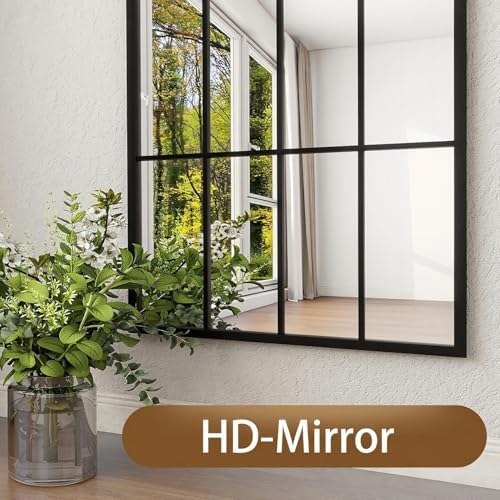 Dewfig Arched Windowpane Floor Mirror - Image 5