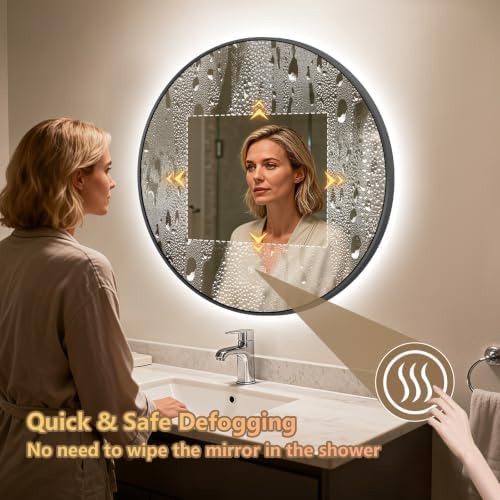 Niccy 30" Round LED Bathroom Backlit Mirror - Image 2