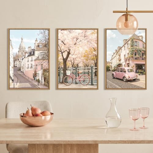 Large Italy Pink Cityscape Framed Canvas Wall Art Set -16"x24"x3 - Image 3