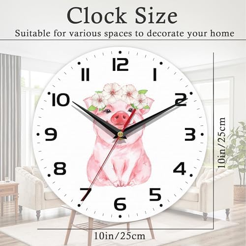 Wall Clock, 10 Inch Silent Non-Ticking Home Kitchen Decor, Battery Operated - Image 2