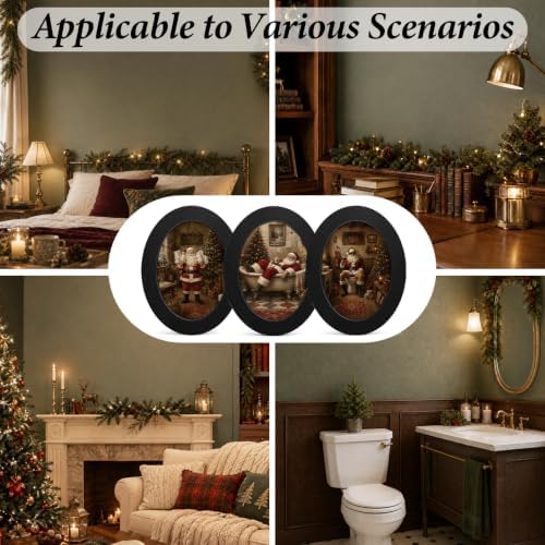 3Pcs Funny Santa Claus Christmas Bathroom Oval Wall Art Framed Decor - Image 6