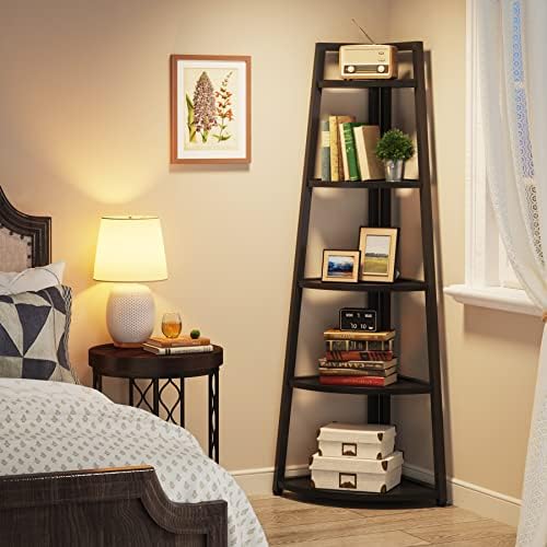 Tribesigns 70 inch Tall Corner Shelf, 5 Tier Modern Corner Bookshelf Bookcase - Image 4