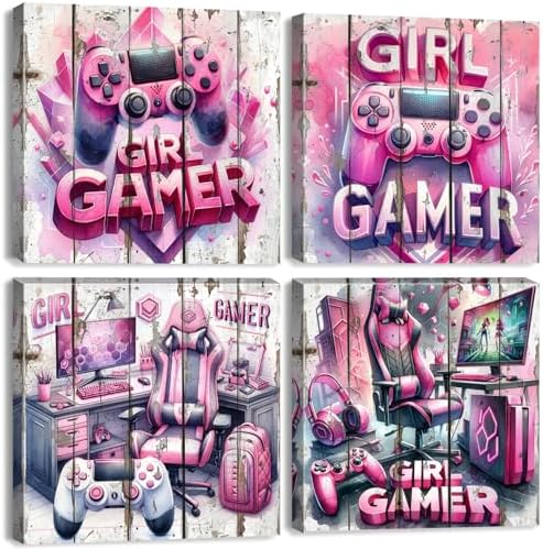 Gaming Wall Decor for Bedroom Pink Gaming Poster Cool Game Canvas Prints for by BLBORLINART