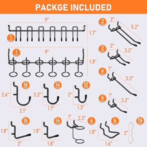 INCLY 176PCS Black Pegboard Hooks - Image 4