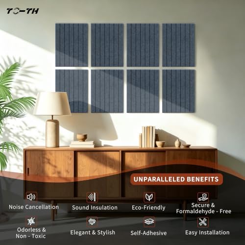 TO-TH Acoustic Wall Panels Self-Adhesive Sound Proof Panel 12 Pack - Image 5