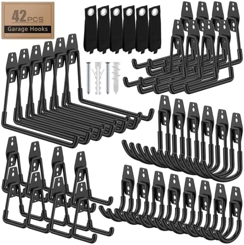 42-Pack Heavy Duty Wall Mount Garage Hooks by Unknown