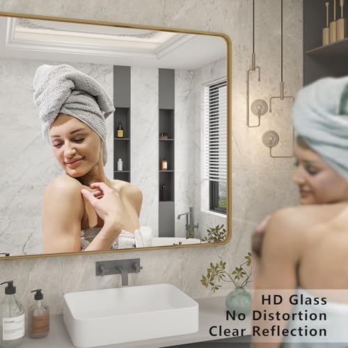 44x36 Inch Gold Framed Mirror for Bathroom - Image 4