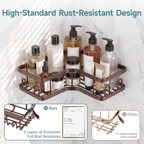 Veken Large Capacity Corner Shower Caddy 6-Pack, Advanced Rustproof Design - Image 3