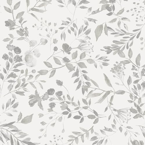 Heroad Grey Peel and Stick Wallpaper Botanical Leaf Contact Paper 17.3''x196'' by HeroadBrand